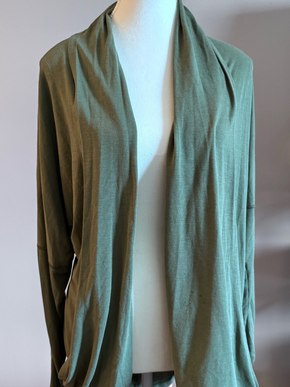 Lucy Olive Green Open Front Cardigan Sweater